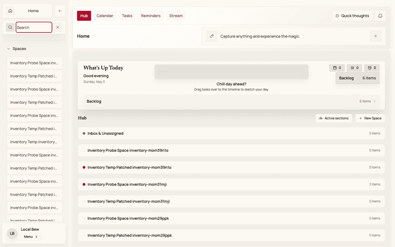 Facets search and quick capture interface.